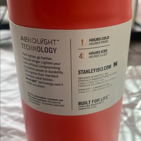 NWT Stanley The IceFlow™ Bottle with Flip Straw Lid | 16 OZ - Hot Coral - Picture 6 of 7